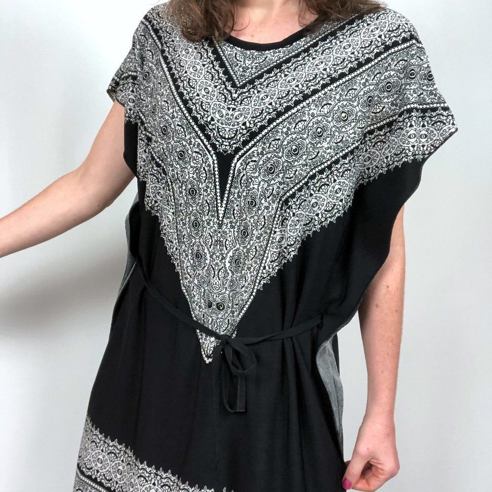 Christina Love Black White Rhinestone Tunic Dress